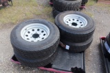 4 New ST225/75R15 Trailer Tires and Wheels