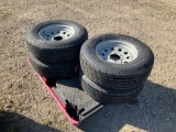 4 new ST225/75R15 Trailer Tires with Wheels