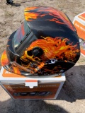 Auto welding helmet - flaming skull design