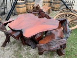 Teak wood table with three chairs