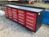 Unused 10ft, 25 Drawer Work Bench