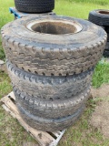 7 Tractor Trailer Tires with Wheel Sleeves