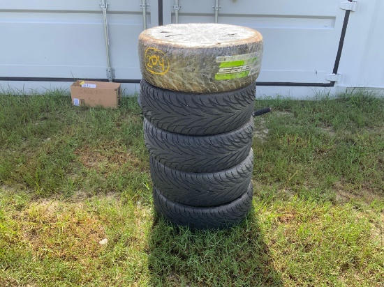 5 tires 3/w rims, two w/o