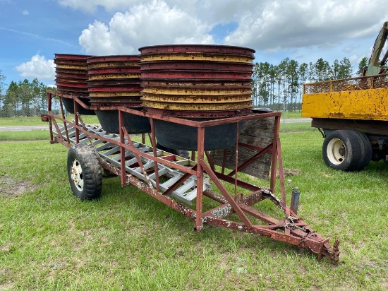 Off Road Grove Trailer with 24 Citrus Harvesting Tubs