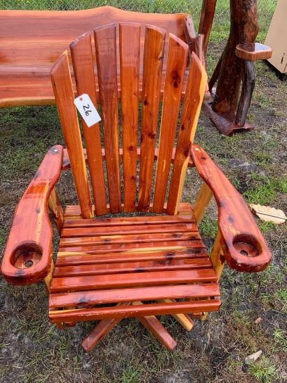 Red Cedar, Amish Built, Swivel Rocking Chair