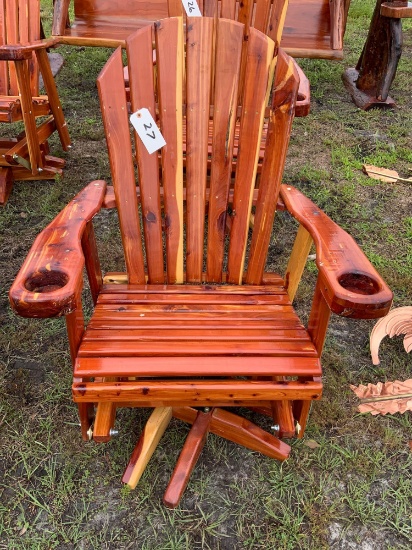 Red Cedar, Amish Built, Swivel Rocking Chair