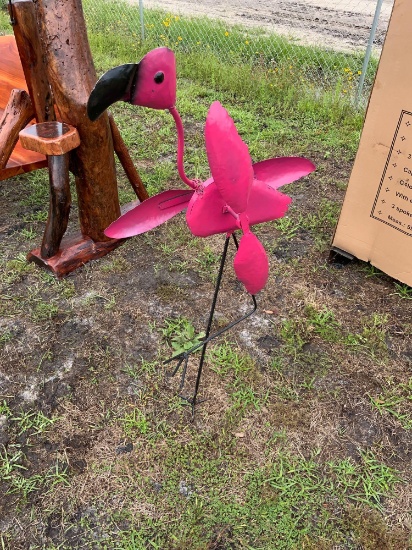 Flamingo Yard Art with Spinning Wings