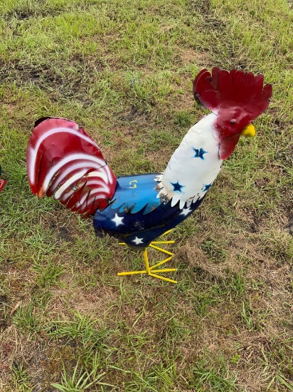 Medium Size Red/White/Blue Rooster Lawn Ornament