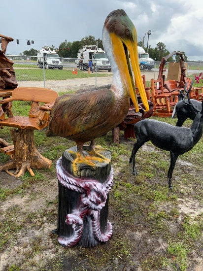 Large Pelican on a Pier Lawn Ornament