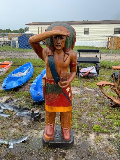 Large Native American Wood Lawn Ornament
