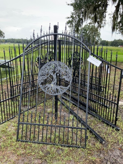 Wrought Iron Single Gate w/ Tree Symbol