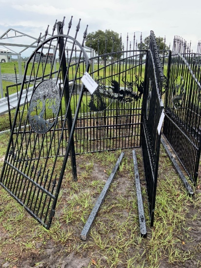 One Set of Wrought Iron Gates w/ Horse Symbol
