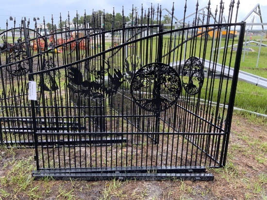 One Set Wrought Iron Gates w/ Tree Symbol