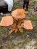 Small Teak Wood Table w/ Seats