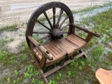 Wagon Wheel Wood Bench