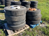 7 - Used Commercial Tires w/wheels - Various Sizes