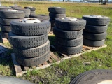 12 Used Commercial Tires w/wheels - Various Sizes
