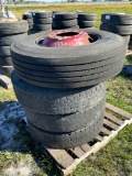 4 Used Commercial Tires w/wheels - Various Sizes
