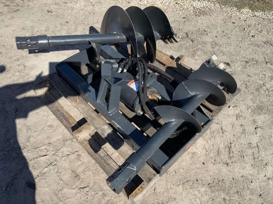 Unused Skid Steer Auger with 2 Drill Bits