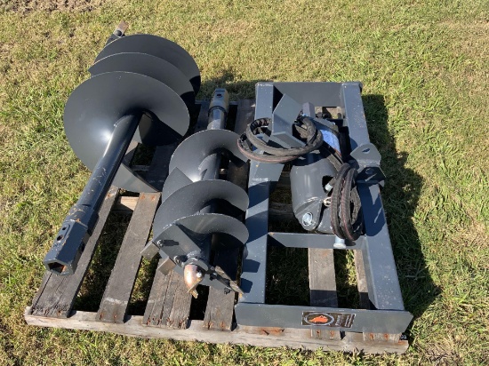 Unused Skid Steer Auger with 2 Drill Bits