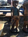 Lg Wooden Cowboy Statue Decor