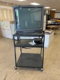 3 TV Monitors w/ TV on Media Stand - DVD Player