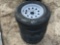 4 Unused ST205/75R15 Trailer Tires and Wheels