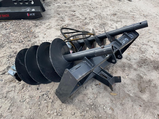 Unused Skid Steer Hydraulic Auger Attachment with 2 Bits