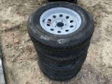 4 Unused ST205/75R15 Trailer Tires and Wheels