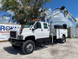 2008 GMC C7500 4x4 Crew Cab Knuckleboom Auger Crane Truck