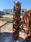 Wood Totem Pole - approx 6ft