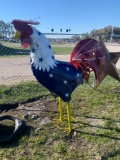 Rooster Red, White and Blue Large Metal Decor