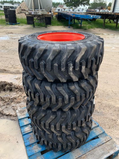 Four Camso Unused 12-16.5 Skid Steer Tires and Wheels