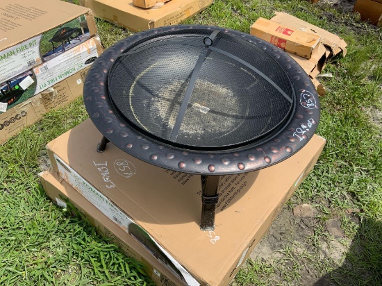 Lot of Three Unused 35 Inch Roman Fire Pits