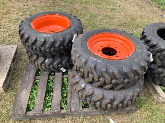 Four Unused 10-16.5 Skidsteer Tires with Rims