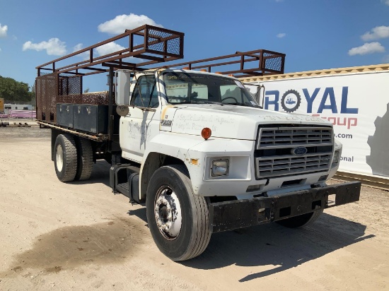 1990 Ford F700 Flatbed Utility Truck