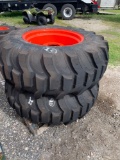 2 Titan 17.5L-24 Tractor Tires with Wheels