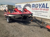 Two 1998 Kawasaki 1100 STX Jet Skis with Dual Trailer