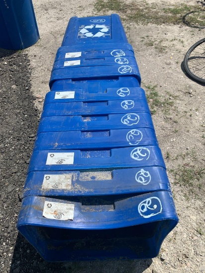 11 Blue Square garbage cans and 2 square lids