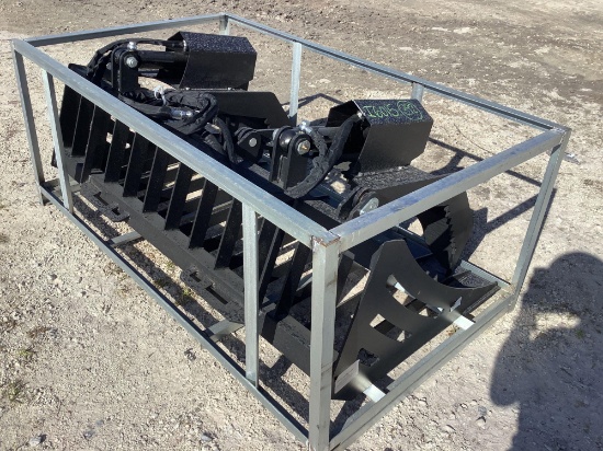 Unused Skid Steer 72in Dual-Cylinder Rock Grapple Bucket