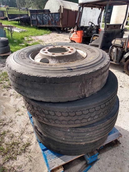 Four Commercial Truck Tires