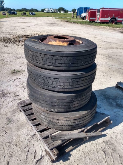 Four Commercial Truck Tires