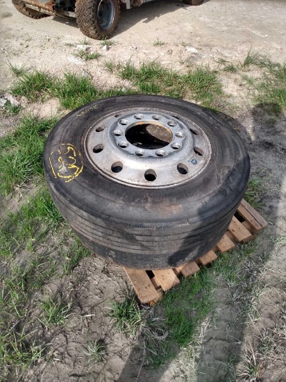 2 Commercial Truck Tires with Aluminum Rim