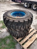 Pair of 2 15-19.5 Equipment Tires and Wheels
