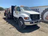 2000 Ford F-650 Ext Cab Fuel and Lube Flatbed Truck