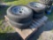 Four Unused 205/75R15 Trailer Tires and Wheels