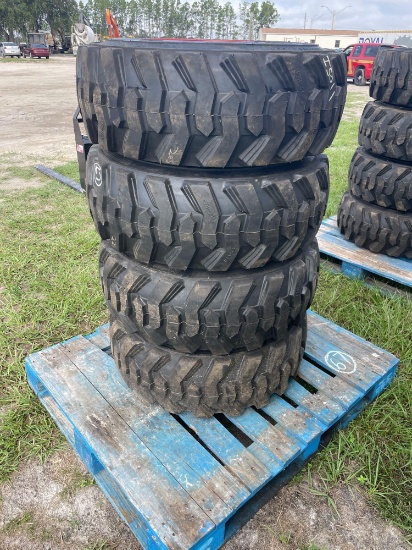 Four Unused Loadmaxx 12-16.5 Skid Steer Tires and Wheels