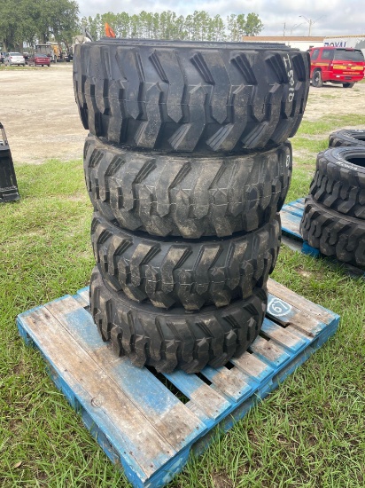 Four Unused Loadmaxx 12-16.5 Skid Steer Tires and Wheels