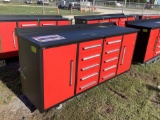 Unused Steelman 7ft 10 Drawer Red Workbench