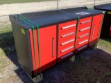 Unused Steelman 7ft 10 Drawer Red Workbench